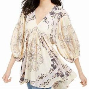 Free People Girl Talk Printed Tunic Top SZ S